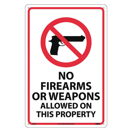 NMC No Firearms Or Weapons Allowed On This Property Sign, M452G M452G