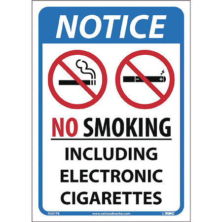 NMC No Smoking Including E Cigarettes Sign, N501PB N501PB