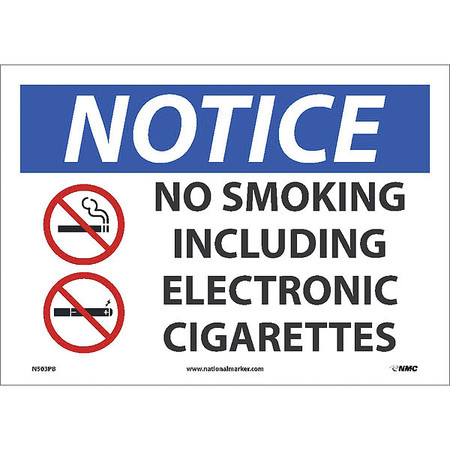 NMC No Smoking Including E Cigarettes Sign, N503PB N503PB