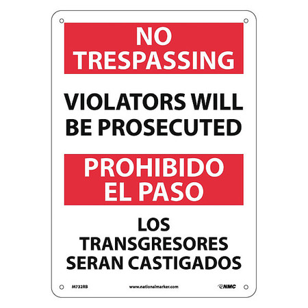 NMC No Trespassing Sign - Bilingual, M732RB M732RB