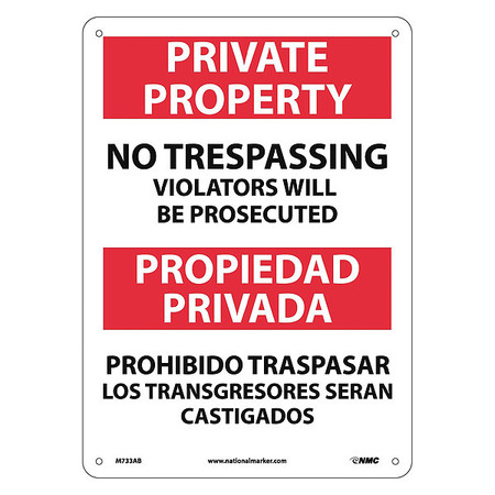 NMC No Trespassing Sign - Bilingual, M733AB M733AB