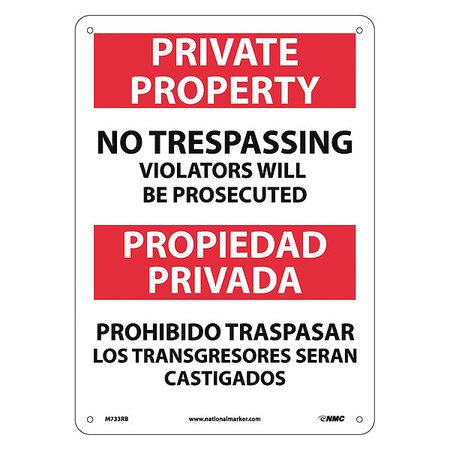 Nmc No Trespassing Sign - Bilingual, M733RB M733RB