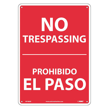 NMC No Trespassing Sign - Bilingual, M748AB M748AB