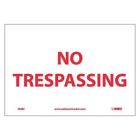 NMC No Trespassing Sign, M58P M58P