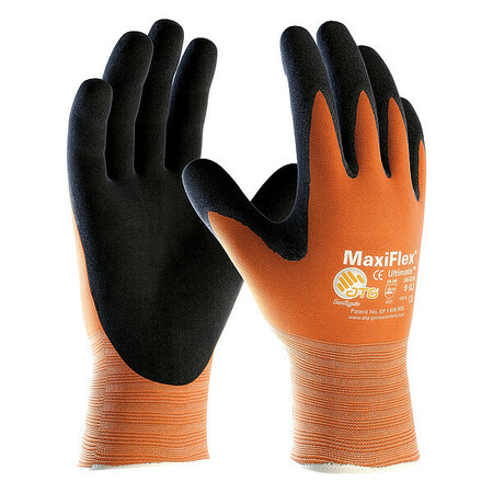 PIP Foam Nitrile Hi-Vis Coated Gloves, Palm Coverage, Black/Orange, XL, 12PK 34-8014/XL