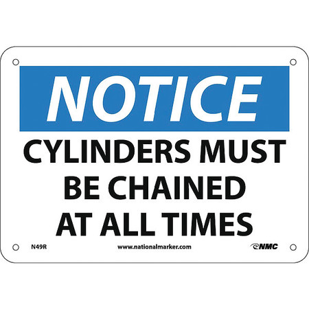 NMC Notice Cylinders Must Be Chained At All Times Sign, N49R N49R