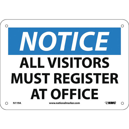 NMC Notice All Visitors Must Register At Office Sign, N119A N119A