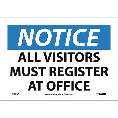 NMC Notice All Visitors Must Register At Office Sign, N119P N119P