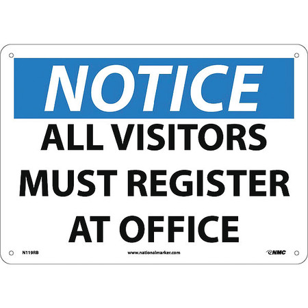 NMC Notice All Visitors Must Register At Office Sign, N119RB N119RB