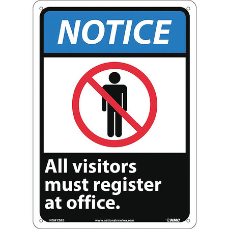 NMC Notice All Visitors Must Register At Office Sign, NGA12AB NGA12AB