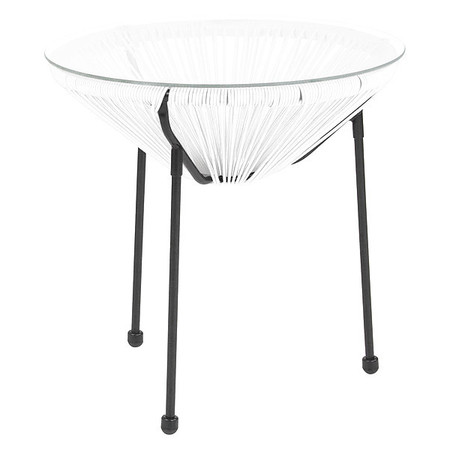 FLASH FURNITURE Round Valencia White Bungee Glass Table, 19.75" W, 19.75" L, 19.25" H, Glass Top, Clear TLH-094T-WHITE-GG