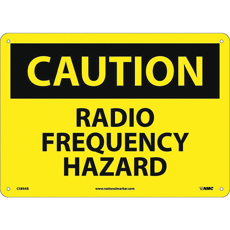 NMC Radio Frequency Hazard Sign, 10 in Height, 14 in Width, Aluminum C589AB