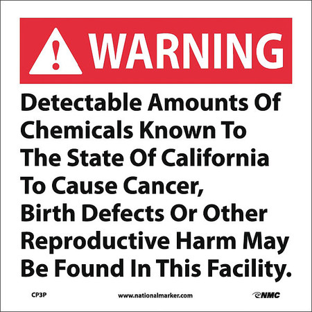 NMC Warning Detectable Amounts Of Chemicals California Proposition 65, CP3P CP3P