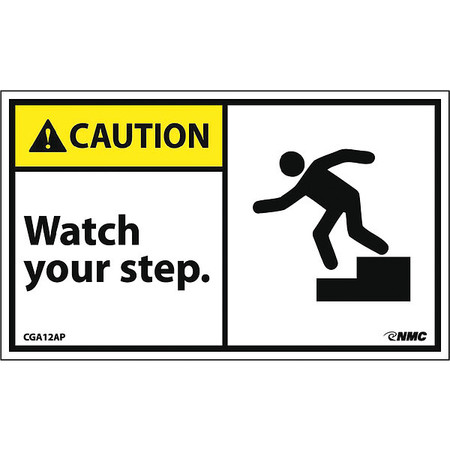 Nmc Watch Your Step Label, Pk5 CGA12AP