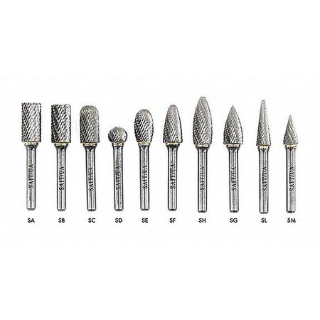 United Abrasives/Sait SAIT 45001 Double Cut (Alternate Cut) Carbide Burs, Type SA3, 3/8" x 3/4" x 1/4", 1-Pack 45001