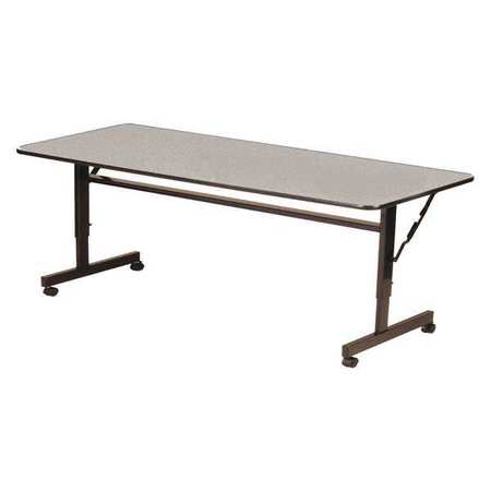 CORRELL Deluxe Adjustable Height Flip Top Training Table, 24" W, 72" L, Melamine Laminate Top, Walnut FT2472M-01
