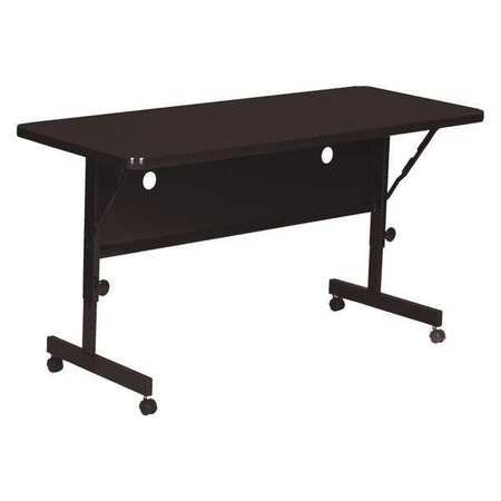 CORRELL Rectangle Deluxe Adjustable Height Flip Top Training Table, 24" W, 48" L, Black Granite FT2448-07