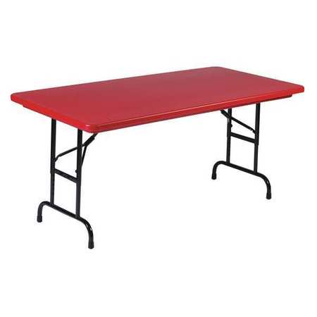 CORRELL Rectangle Heavy Duty Commerical Adjustable Height Plastic Folding Table, 24" W, 48" L, 22" to 32" H RA2448-25