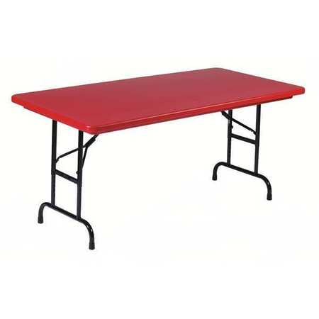 Correll Rectangle Heavy Duty Commerical Adjustable Height Plastic Folding Table, 30" W, 72" L, 22" to 32" H RA3072-25