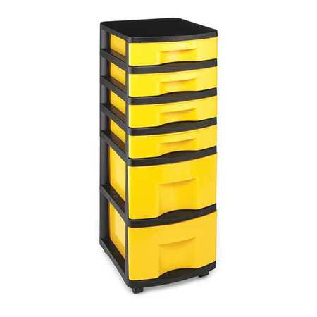 Homz Homz Durabilt 6 Drawer Medium Cart, Black Frame with Yellow Drawers 05536BKYLEC.02