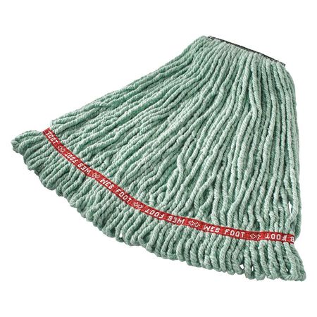 RUBBERMAID COMMERCIAL 1 in Wet Mop, Looped-End, Green FGA21206GR00