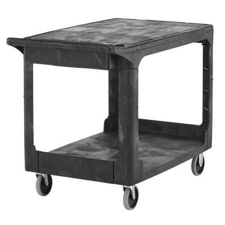 RUBBERMAID COMMERCIAL Medium Utility Cart, 2 Shelf, Black, High Density Structural Foam, 2 Shelves, 500 lb. FG452589BLA