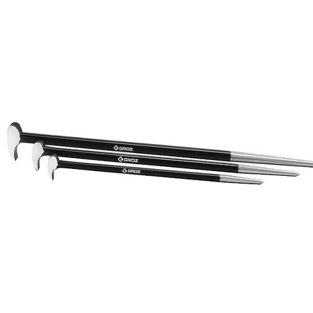 GROZ Roll Head Pry Bar Set, 12", 16", and 20" 33155