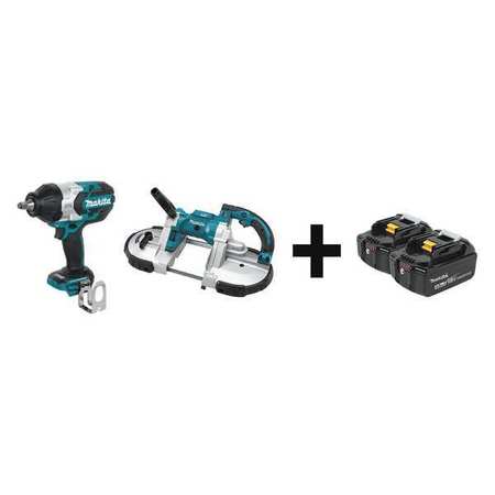 MAKITA Cordless Combo Kit, 18.0 V, 2 Tools, 2 Batt XWT08Z, XBP02Z + BL1840B-2