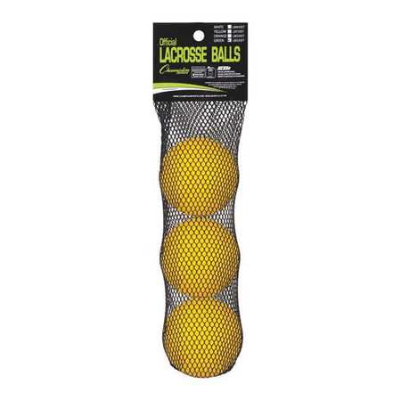 CHAMPION SPORTS NOCSAE Lacrosse Ball Set, Yellow, PK3 LBY3SET