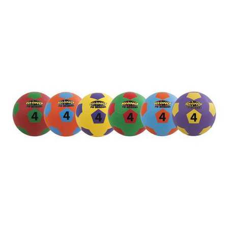 Champion Sports Rhino Skin Max Soccer Ball Set, Multi Colors, 8.5" dia, Size 4, PK6 RMXSBSET