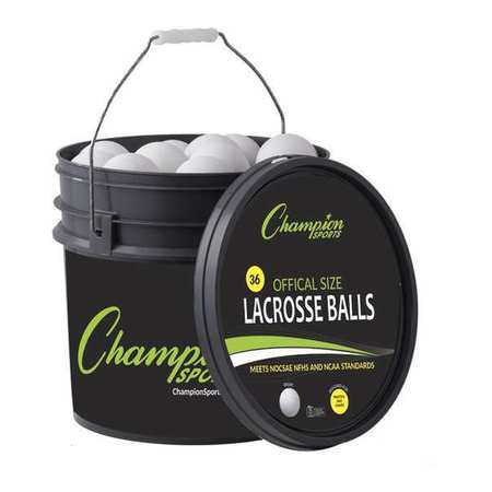 CHAMPION SPORTS Official Lacrosse Ball, Bucket White, PK36 LBWN36