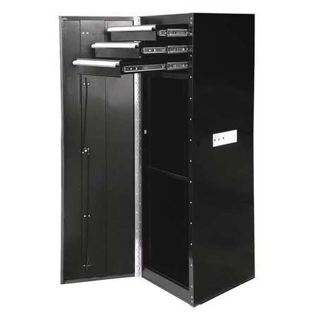 Extreme Tools EX Side Cabinet, 3 Drawer, Black, Aluminum, Steel, 15-1/4" W x 18" D x 54-3/4" H EX1603SCBK