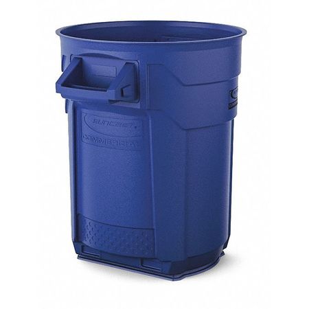 Suncast Commercial 20 gal. Round Trash Can, Blue, Snap-On, HDPE BMTCU20BL