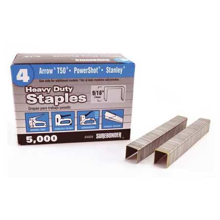 Surebonder Heavy Duty Staples, Narrow Crown, 9/16 in Leg L, Steel, 5000 PK 44404