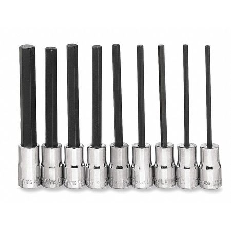 WILLIAMS Williams Long Hex Bit Socket Set, 1/4" D, 9pcs. WSMS-9LRC