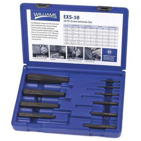 WILLIAMS Williams Screw Extraction Set, 10pcs. EXS-10