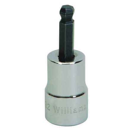 WILLIAMS 3/8" Dr, 3/16" Size, SAE Ball Hex Bit Socket, 6 Pts BA-6HBA