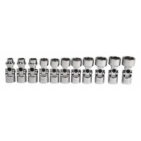 WILLIAMS Williams Universal Socket Set, 3/8" D, Met, 11pcs. 31939