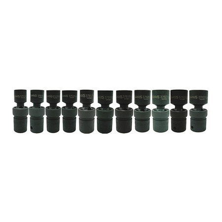 WILLIAMS Williams Univ Impact Socket Set, 1/2" D, 6Pt, 11pcs. 37916