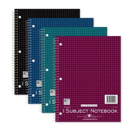 ROARING SPRING Case of One Subject Wirebound Notebooks, 10.5"x8", 100 sht, 4x4 Graph Ruled, Assorted Color Covers 10004cs