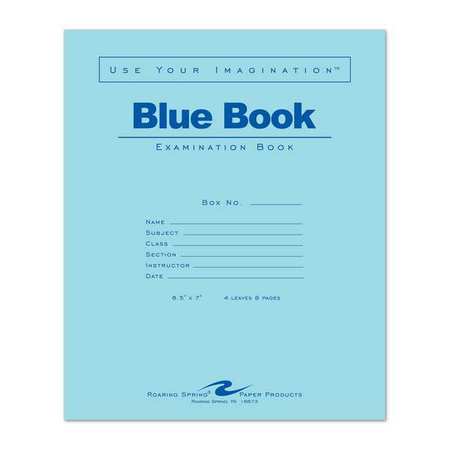 ROARING SPRING Case of Exam Blue Books, 8.5" x 7", 4 Sheets/8 Pages, Wide Ruled with Margin 77510cs