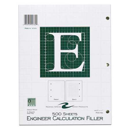 ROARING SPRING Case of Engineering Loose Leaf Filler Paper, 8.5"x11", 500 sht/pk, Green Tinted, Heavyweight Backer 95782cs