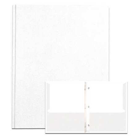 ROARING SPRING Case of White Pocket Folders w/Prongs, 11.75"x9.5", Twin Pockets hold 25 sheets ea, 11 pt tag board 54122cs