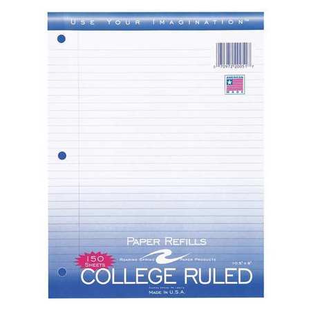 ROARING SPRING Case of Loose Leaf Paper, 150 sht/pk, 8"x10.5", College Ruled Filler Paper w/Margin, 3-hole Punched 20051cs