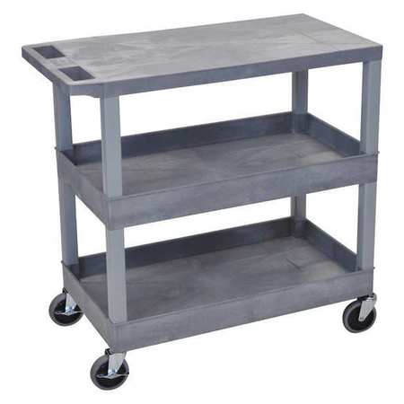 LUXOR Cart, (2)Tub Shelves, 1 Flat Shelf, 18"x32", 3 Shelves, 400 lb. EC211-G