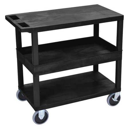 LUXOR Cart, (2) Flat, 1 Tub Shelves, 18"x32", High Density Polyethylene (Shelf), Polyvinyl Chloride (Leg) EC212HD-B