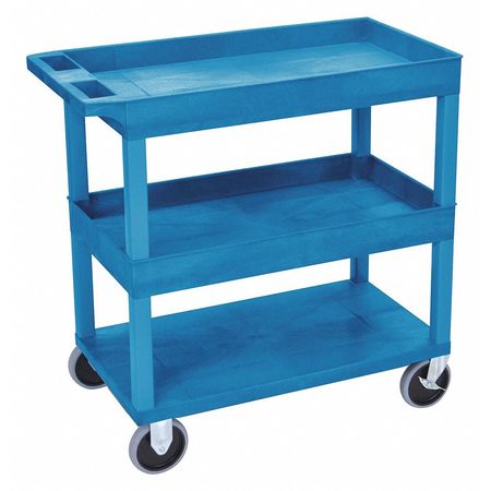 LUXOR High Capacity, (2) Tubs, 1 Flat Shelf Cart EC112HD-BU