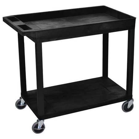 LUXOR Cart, 1 Tub n 1 Flat Shelf, 18"x32", High Density Polyethylene (Shelf), Polyvinyl Chloride (Leg) EC12-B