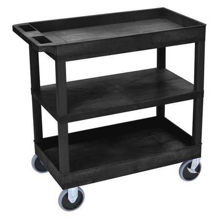 LUXOR Cart, (2) Tub, 1 Flat shelves, 18"x32", High Density Polyethylene (Shelf)/Polyvinyl Chloride (Leg) EC121HD-B
