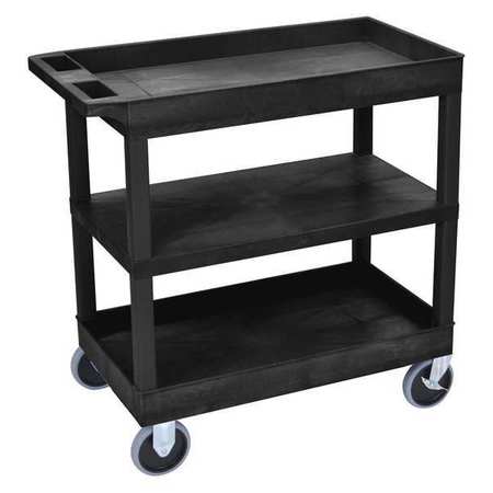 Luxor Cart, (2) Tub, 1 Flat shelves, 18"x32", High Density Polyethylene (Shelf)/Polyvinyl Chloride (Leg) EC121HD-B